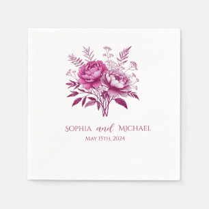 Servilleta De Papel Acuarela Magenta Peony-Boda-Napkins