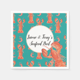 Servilleta De Papel Acuarela Mano Mariscos Boiga de langosta