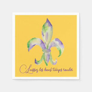 Servilleta De Papel Acuarela Mardi Gras Fleur de Lis