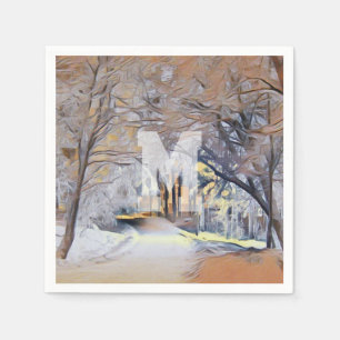 Servilleta De Papel Acuarela moderna de árboles nevados de colores