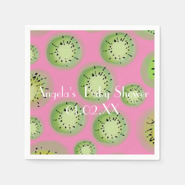 Servilleta De Papel Acuarela Moderna de Kiwi Babyshower (Anverso)
