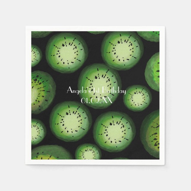 Servilleta De Papel Acuarela moderna Kiwi Fruit Cumpleaños (Anverso)