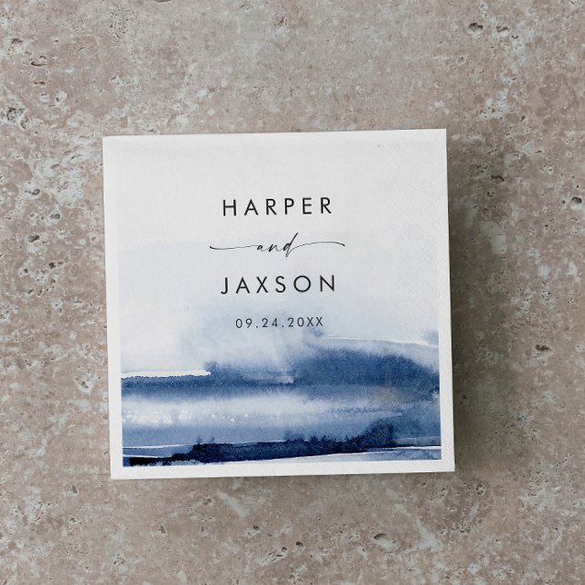 Servilleta De Papel Acuarela moderna | Napkins con Boda azul (Subido por el creador)