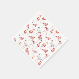 Servilleta De Papel Acuarela Monogramada Flamingo Rosa Tropical