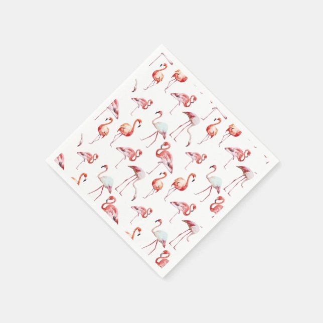 Servilleta De Papel Acuarela Monogramada Flamingo Rosa Tropical (Borde)
