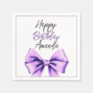Servilleta De Papel Acuarela Morado Bow Dulce 16 Cumpleaños