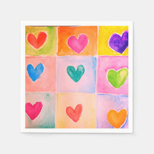 Servilleta De Papel Acuarela multicolor Valentine Cocktail Napkin