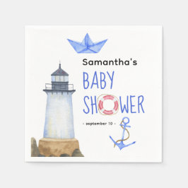 Servilleta De Papel Acuarela náutica - ducha de bebé