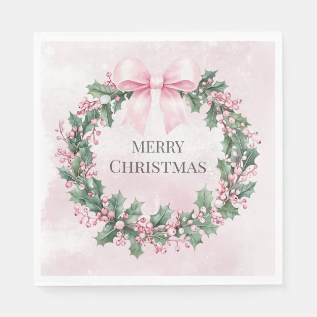 Servilleta De Papel acuarela Navidades rosados cumpleaños Santa (Anverso)