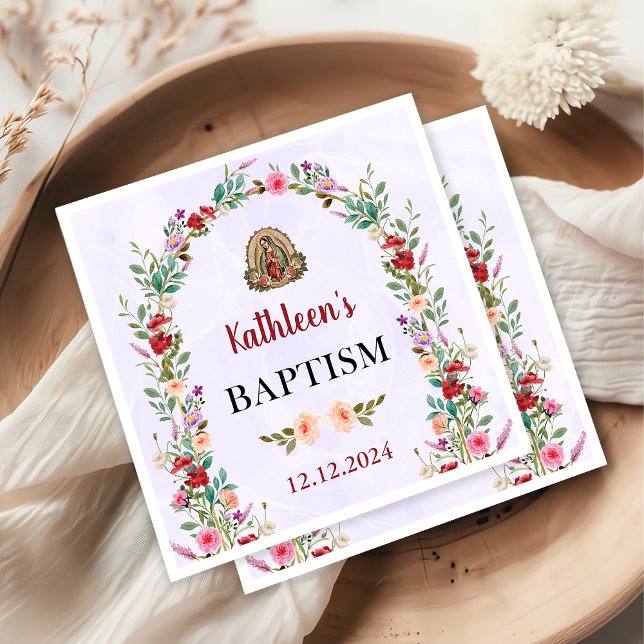 Servilleta De Papel Acuarela Neutra Bautismo Floral (Subido por el creador)