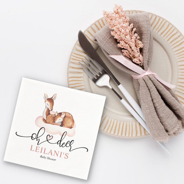 Servilleta De Papel Acuarela Oh Deer Baby Shower Pink Cloud (Subido por el creador)