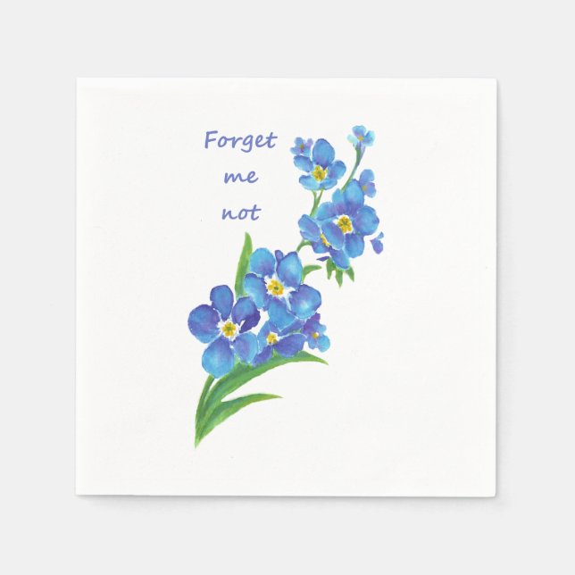 Servilleta De Papel Acuarela "Olvídate de mí no" Bonito Flor azul (Anverso)
