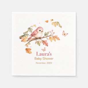 Servilleta De Papel Acuarela Otoño Bosque Pájaro & Hojas de Otoño