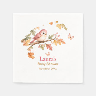 Servilleta De Papel Acuarela Otoño Bosque Pájaro & Hojas de Otoño