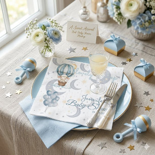 Servilleta De Papel Acuarela Ovejas Celestiales y Globos Baby Shower