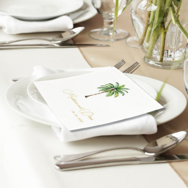 Servilleta De Papel Acuarela Palm Tree Elegante Boda simple (Subido por el creador)