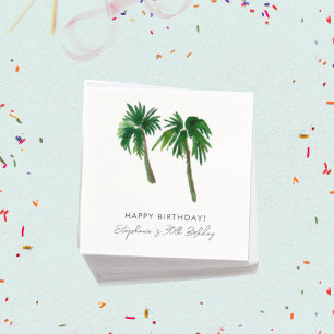 Servilleta De Papel Acuarela Palm Trees Tropicales Cumpleaños