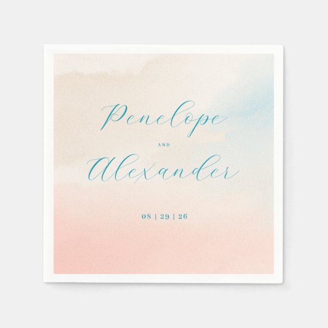 Servilleta De Papel Acuarela Pastel Romántica (Anverso)