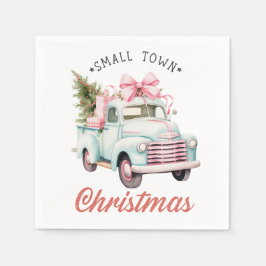 Servilleta De Papel Acuarela Pequeña Ciudad Navidad satinado