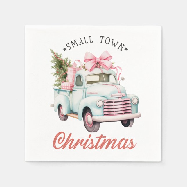 Servilleta De Papel Acuarela Pequeña Ciudad Navidad satinado (Anverso)