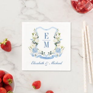 Servilleta De Papel Acuarela personalizado Hidrangea Escudo Floral Bod