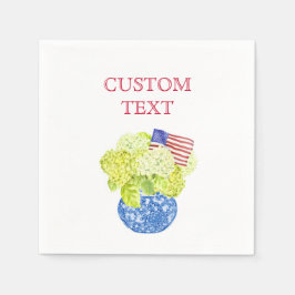 Servilleta De Papel Acuarela personalizado Hydrangea Bandera Americana