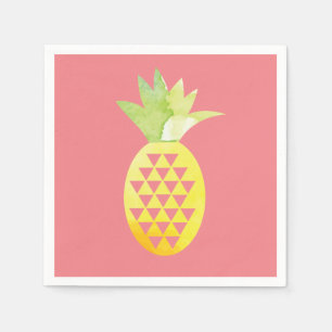 Servilleta De Papel Acuarela Piña Geométrica Tropical