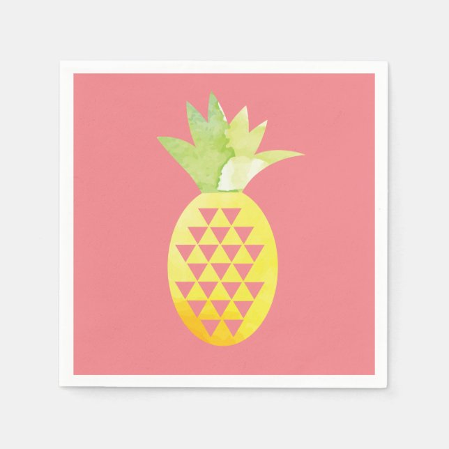 Servilleta De Papel Acuarela Piña Geométrica Tropical (Anverso)
