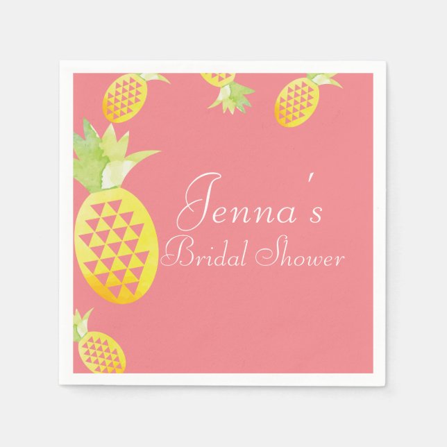 Servilleta De Papel Acuarela Piña Geométrica Tropical Múltiple (Anverso)