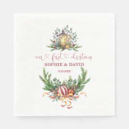 Servilleta De Papel Acuarela Pine Nuestros primeros Navidades Calligra
