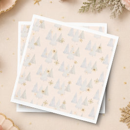 Servilleta De Papel Acuarela Pino Copo de Nieve Navidad Fiesta