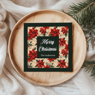 Servilleta De Papel Acuarela Poinsettia Napkins Holiday Table Charm