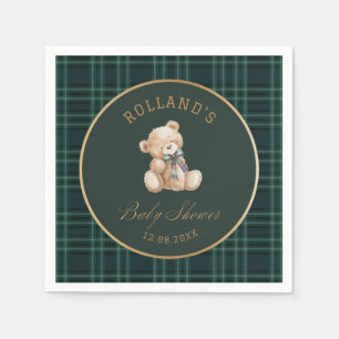 Servilleta De Papel Acuarela preppy a cuadros oso de peluche baby show