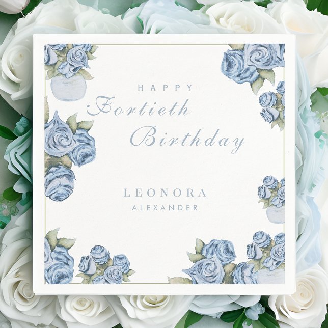 Servilleta De Papel Acuarela Rosa CUALQUIER cumpleaños floreciente (Subido por el creador)