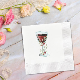 Servilleta De Papel Acuarela Rosa de Vino Rojo Rústico Botánico