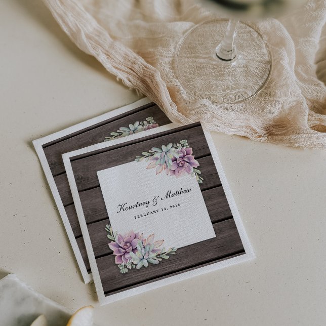 Servilleta De Papel Acuarela Rustica Suculenta Floral (Subido por el creador)