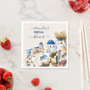 Servilleta De Papel Acuarela Santorini Destino Nupcial