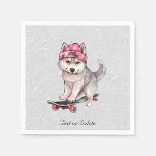 Servilleta De Papel Acuarela Siberian Husky Napkins