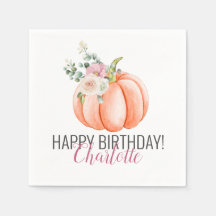 Acuarela suave Floral Calabaza Cumpleaños