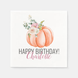 Servilleta De Papel Acuarela suave Floral Calabaza Cumpleaños