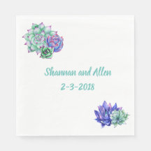 Acuarela Suculenta Napkin para el almuerzo