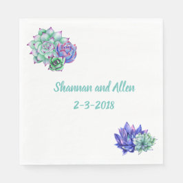 Servilleta De Papel Acuarela Suculenta Napkin para el almuerzo