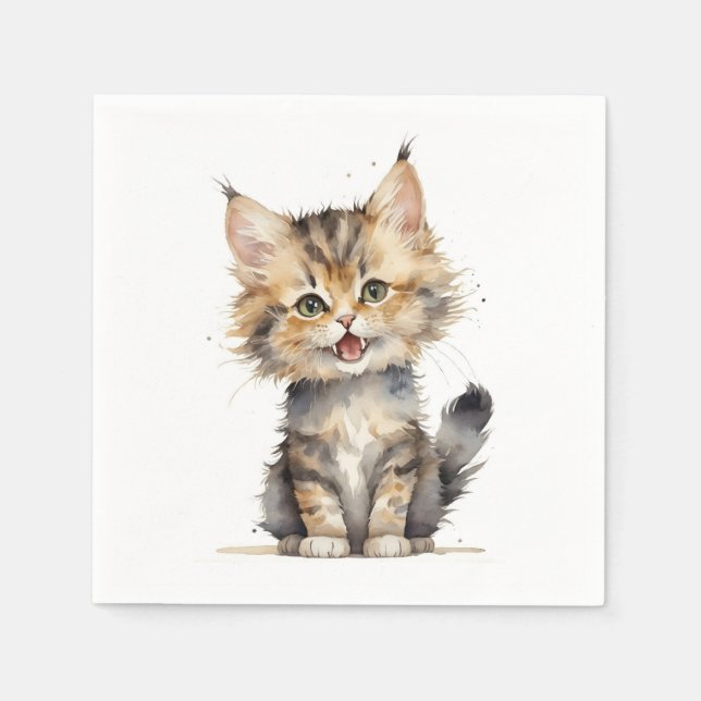 Servilleta De Papel Acuarela Tabby Kitten (Anverso)