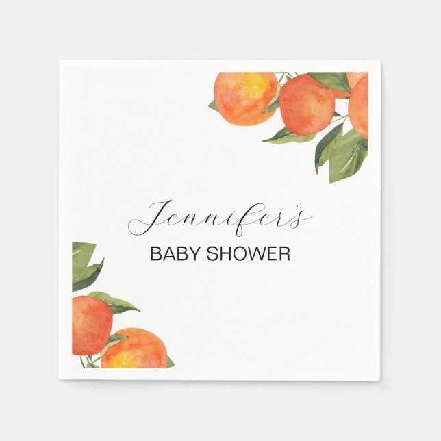 Servilleta De Papel Acuarela Tangerine Cocktail Napkin (Anverso)