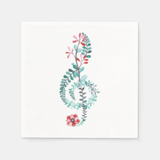 Servilleta De Papel Acuarela Treble Clef Fiesta Napkins | Tema musical