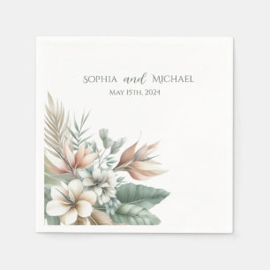 Servilleta De Papel Acuarela Tropical Elegance-Boda- Napkins