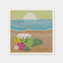 Servilleta De Papel Acuarela Tropical Ocean Beach Boda Floral