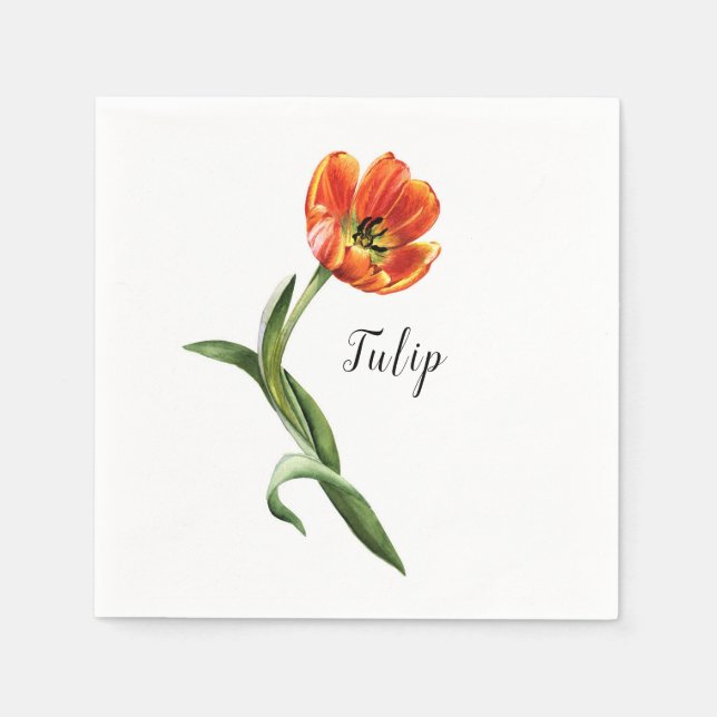 Servilleta De Papel Acuarela Tulip Floral (Anverso)