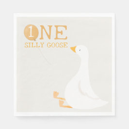 Servilleta De Papel Acuarela Un Silly Goose Flor silvestre 1er cumplea
