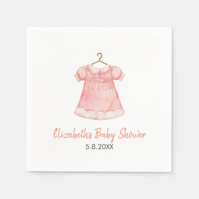 Servilleta De Papel Acuarela Vestido rosa Baby Shower Papel (Anverso)